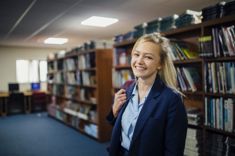 Renfrewshire high school pupil in the library