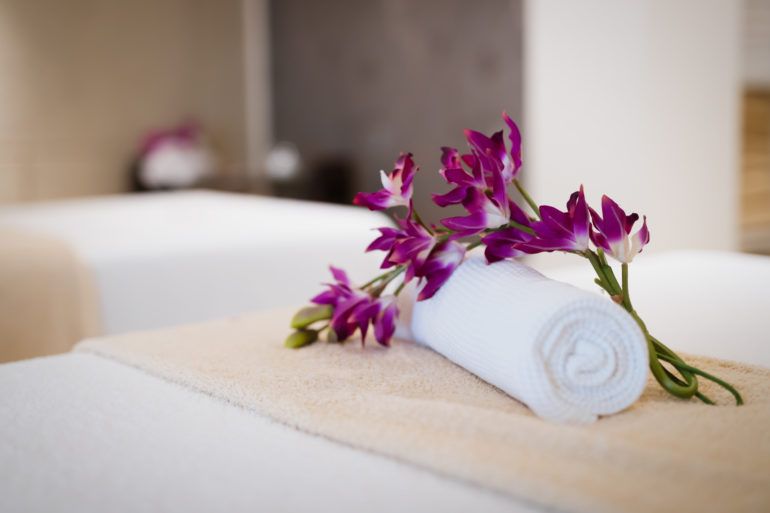 Beautiful modern massage room in spa resort
