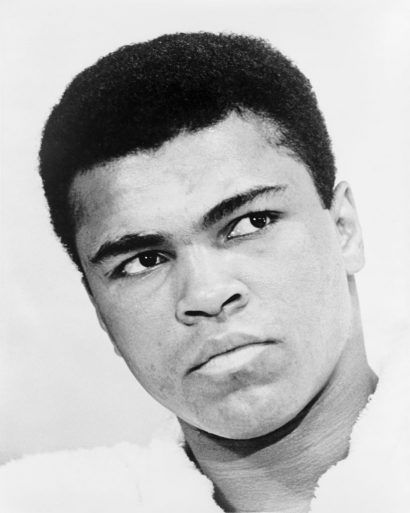 Photographic portrait of Muhammad Ali in 1967. World Journal Tribune photo by Ira Rosenberg. Wikimedia Commons