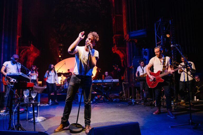 Paolo Nutini performs with his band at Paisley Abbey in 2017