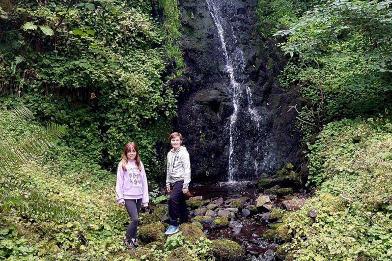 Louis and Hannah at the waterfall