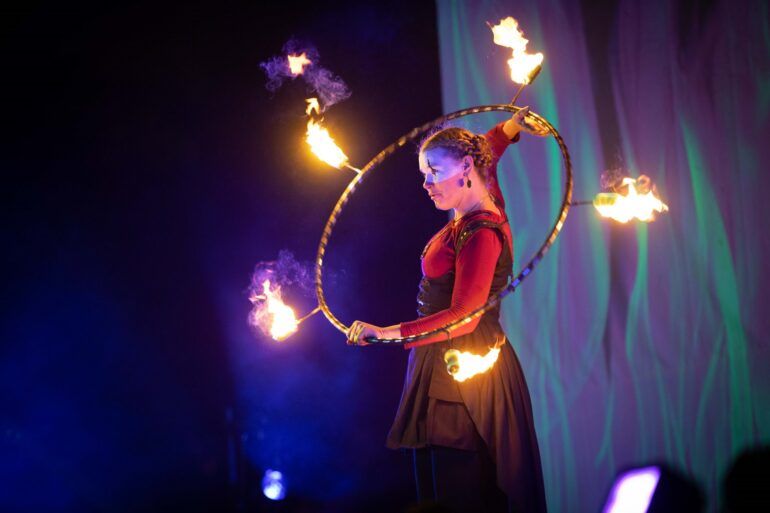 Fire performer at Paisley Halloween Festival 2022