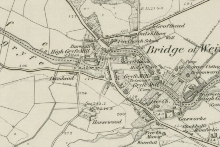 Old map of Bridge of Weir