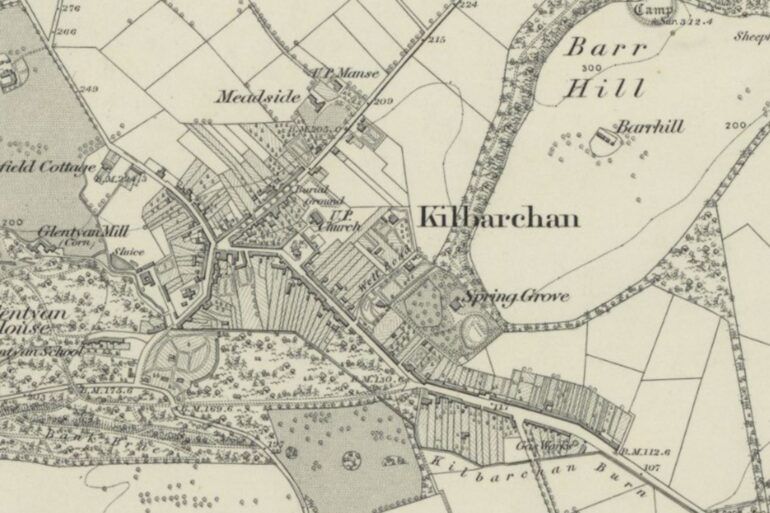 Old map of Kilbarchan