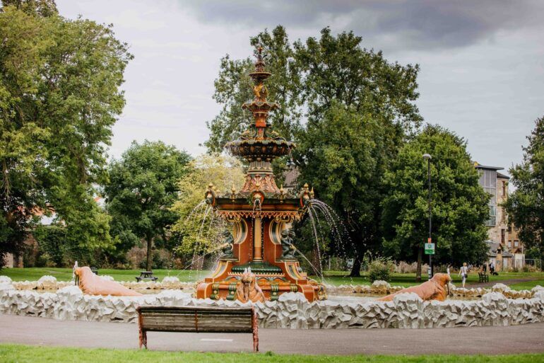 Grand Fountain in Fountain Gardens, Paisley. Image credit, Will Scott.