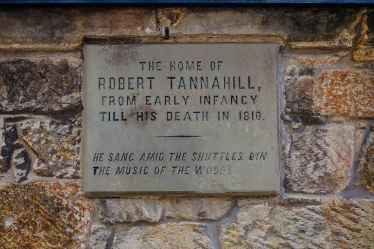 Plaque on wall of Tannahill's Cottage. Image credit, Will Scott.