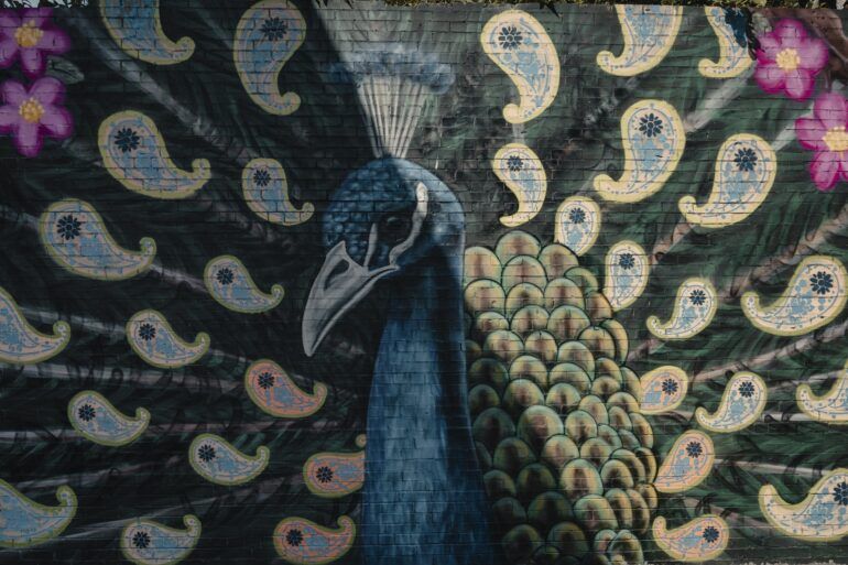 Peacock mural at Restoration & Creation creative hub in Paisley