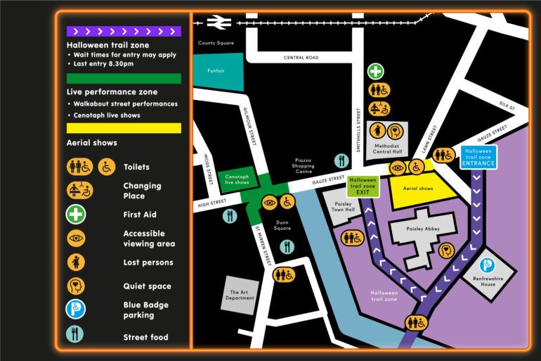 An accessible map for Paisley Halloween Festival 2023