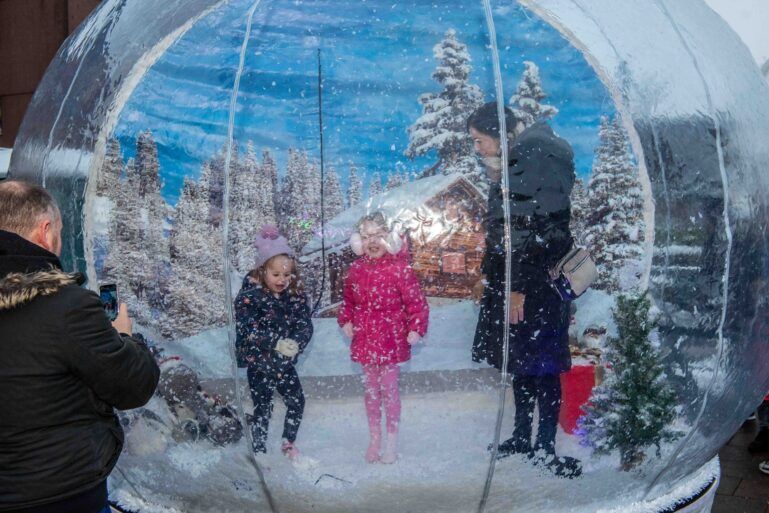 Giant Snow Globe at Johnstone Christmas Lights Switch-On